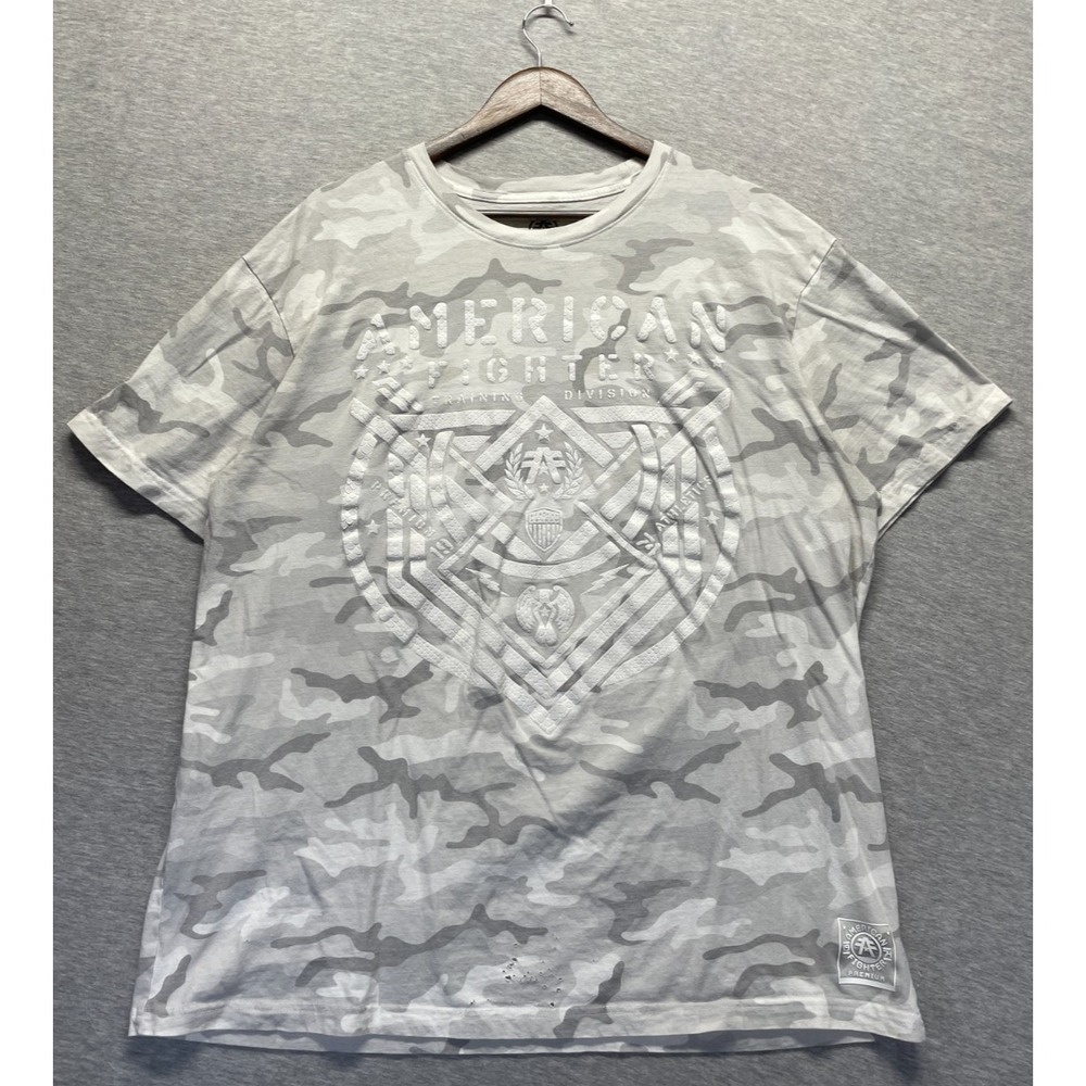 American Fighter Training Division T Shirt Mens 3XL Gray Camouflage Graphic Logo